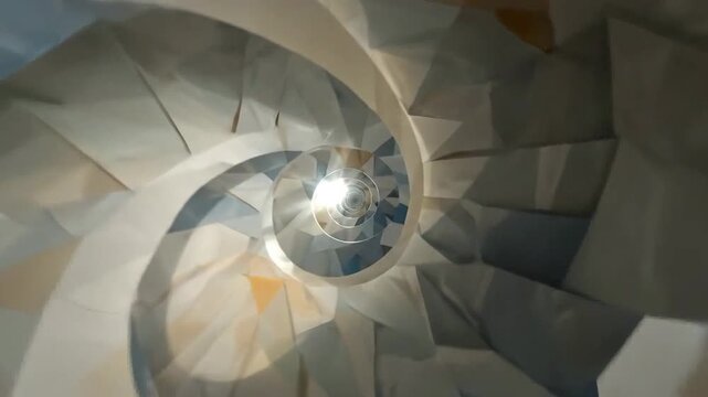 Abstract spiral staircase design with geometric shapes, creating a mesmerizing visual effect.