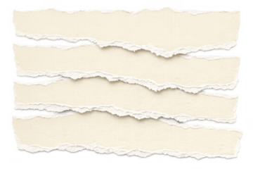 Four horizontal torn paper strips creating ragged edges for message banners or background texture on a transparent backdrop