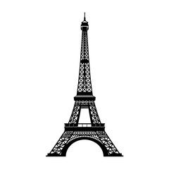 Eiffel Tower Silhouette Vector Icon - Paris Landmark Black Shape on White Background - Minimalist Travel Symbol