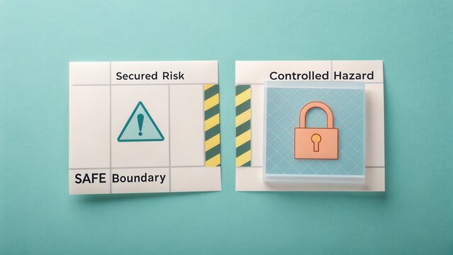 Visual Representation of Risk Management Concepts Featuring Safe Boundary, Secured Risk, and Controlled Hazard