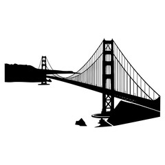 Obraz premium Golden Gate Bridge Silhouette Vector Icon - San Francisco Black Shape on White Background - Minimalist Travel Symbol