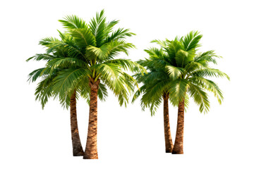 Fototapeta premium Four Palm Trees with Green Foliage Isolated