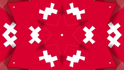 Abstract Swiss flag mandala kaleidoscope red and white cross pattern - Powered by Adobe