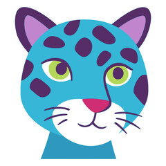 feline head wild leopard animal flat color vector illustration template design
