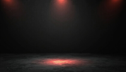 Dramatic spotlight illuminating a dark, textured floor with red light accents, perfect for presentations or performances