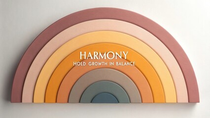 Colorful Rainbow Design with Text: Harmony Hold Growth in Balance for Positive Atmosphere and Motivational Space