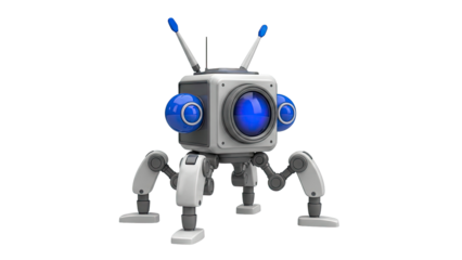 Futuristic Spider Robot with Blue Glowing Eyes