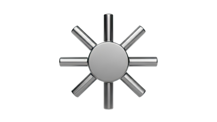 Polished metal starburst hub with radiating spokes