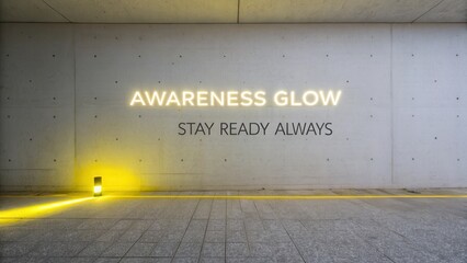 Urban Wall Design Featuring Neon Glow Text with Inspirational Message and Subtle Ambient Light for Motivational Themes