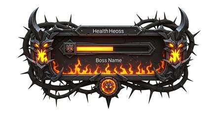 Detailed Game UI Element Featuring Health Bar Boss Name and Ornamental Design
