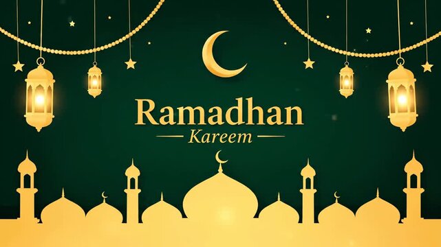 Ramadan Kareem Islamic Background Mosque Silhouette Lanterns