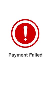 "Payment Failed" Loading animation with exclamation mark and red circle