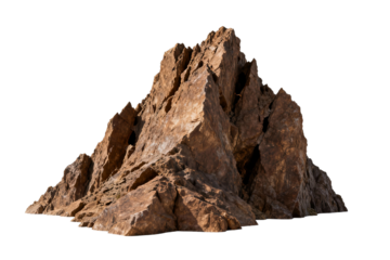 Brown Rocky Mountain Peak Isolated on White