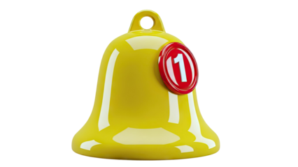 Shiny Yellow Notification Bell with Number 1 Badge