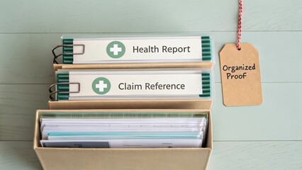 Organized Health Reports and Claim References in Binders for Efficient Document Management and Retrieval