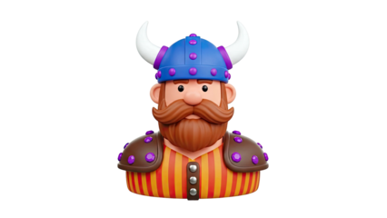 3D Cartoon Viking Character with Horned Helmet