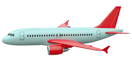 Modern commercial airplane with red accents
