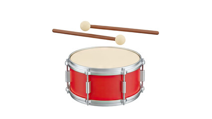 Obraz premium Red Snare Drum with Drumsticks