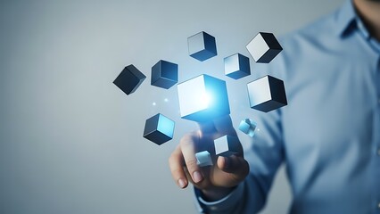 Digital Data Blocks in Business Technology Concept