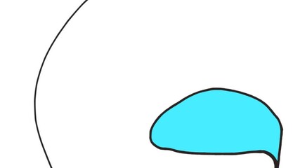 At the bottom of the canvas is a large blue mass or drop. Lines radiate from the object, like waves of energy.