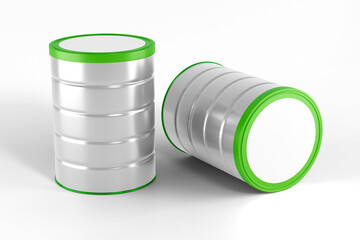 Food & Milk Powder Tin Can Mockup black and white 3d rendering on transparent background