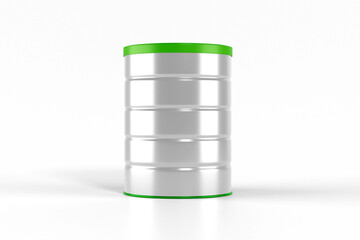 Food & Milk Powder Tin Can Mockup black and white 3d rendering on transparent background
