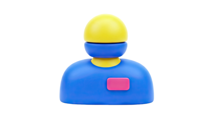 3D Avatar Icon with Blue, Yellow, and Pink Colors
