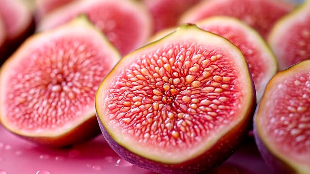 Freshly sliced figs showcasing vibrant pink interiors