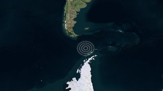 Map of Earthquake Strikes in Drake Passage Region