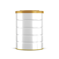 Obraz premium Food & Milk Powder Tin Can Mockup black and white 3d rendering on transparent background