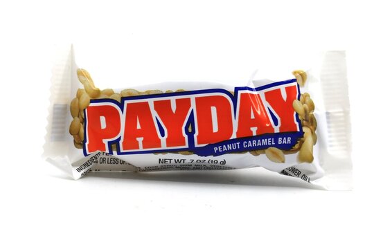 PayDay Candy Bar - Pay Day is a brand of a candy bar first introduced in 1932. The Hershey Company produces the popular candy