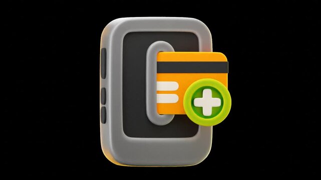 3d animation add card in cute cartoon style, with transparent background