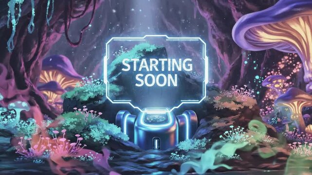 Stream Starting Soon animation opener video. Stream starting soon screen, overlay loop, animated virtual backgrounds, vtuber asset twitch zoom OBS.	