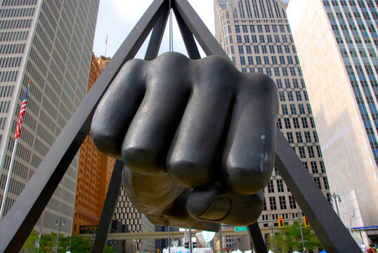 Detroit Jazz fest a downtown Detroit Michigan annual weekend event Featuring a replica of the iconic fist of boxing champion Joe Louis . 01.11.26
