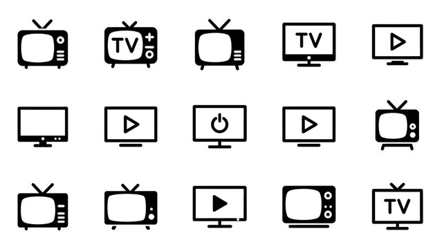 Vector black tv icon set