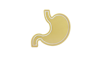 3D Render of a Golden Stomach Icon