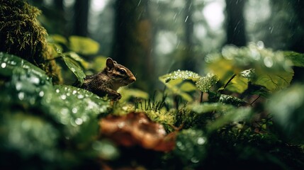 Fototapeta premium Wild Squirrel in Green Forest Habitat – Wildlife Nature Photography
