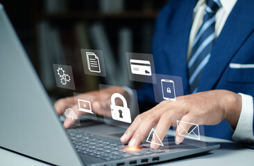  Document management system with passwords Cyber security concept, and encryption Encrypted files on the computer.