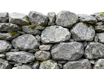 Mossy Stone Wall Construction with Rough Stones
