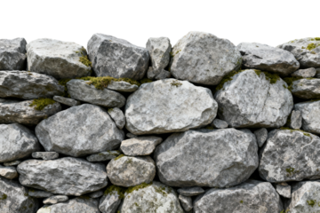 Mossy Stone Wall Construction with Rough Stones