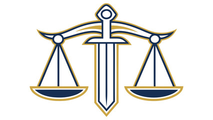Minimal Justice Scale Icon in Gold and Navy Flat Vector Logo