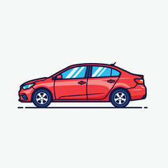 Fototapeta premium “Modern Red Car Illustration”“City Sedan Profile View”“Stylish Red Family Car”