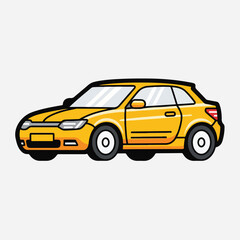 Fototapeta premium Yellow taxi cab isolated on white background cartoon illustration