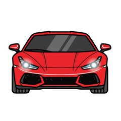 Red sports car isolated on white background with shiny design and wheels