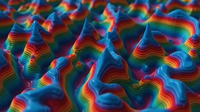 Abstract colorful topographic map with layered contours, creating a vibrant and dynamic landscape.