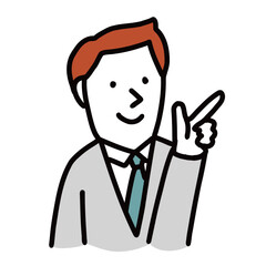 指をさす企業で働くビジネスマン　イラストアバター