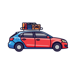 Naklejka premium Vector cartoon car illustration on road with wheels and sporty design