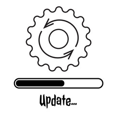 Loading Progress. Loading Process. Update system Flat icon. Gear Loading Progress Bar. Status bar icon. System Update and Sync Outline Icon