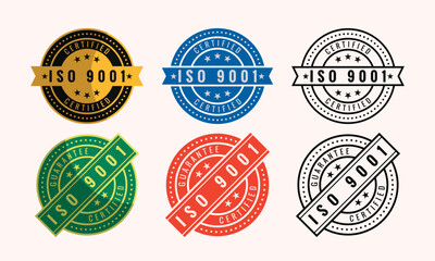 ISO 9001 Certified Quality Guarantee Badges in Multiple Colors