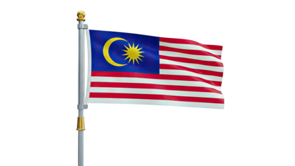 Malaysia Flag Waving on Pole